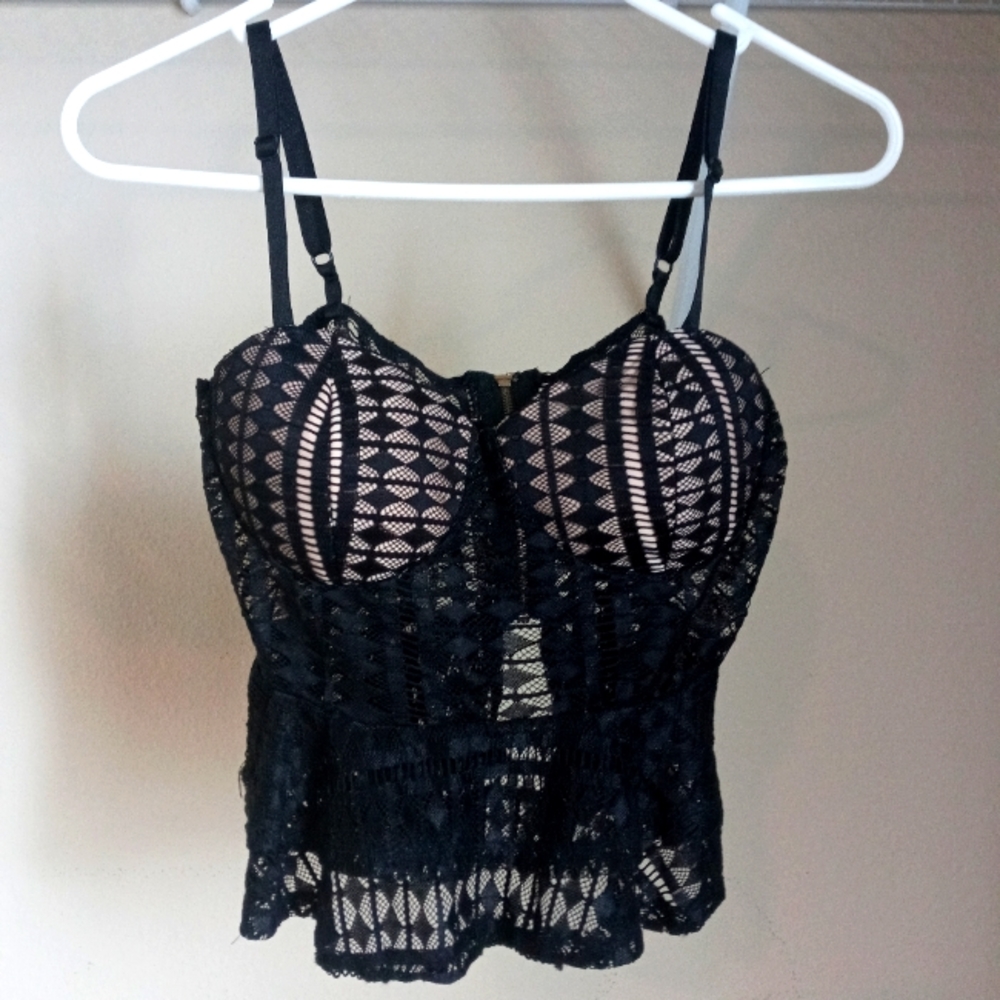 Black Lace Crop Top